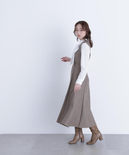 NATURAL BEAUTY BASIC ジャンパースカート ニュアンスVネック