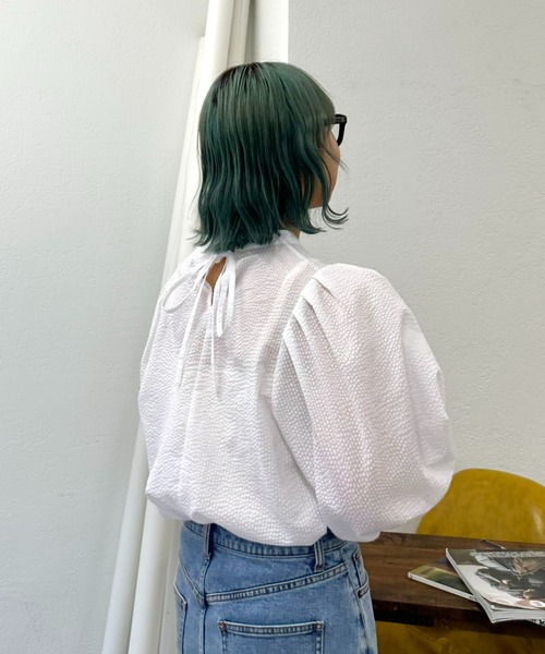 「GEVACO」 半袖ブラウス ONE SIZE サックスブルー レディース_画像3