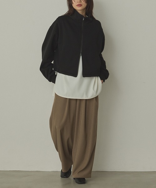 値下げ✴︎PATOU パトゥ シャーリングブラウスショート丈ブルゾン サイズ34 hunch（ハンチ） ブラウス シャツ ストレッチジョーゼット 万能