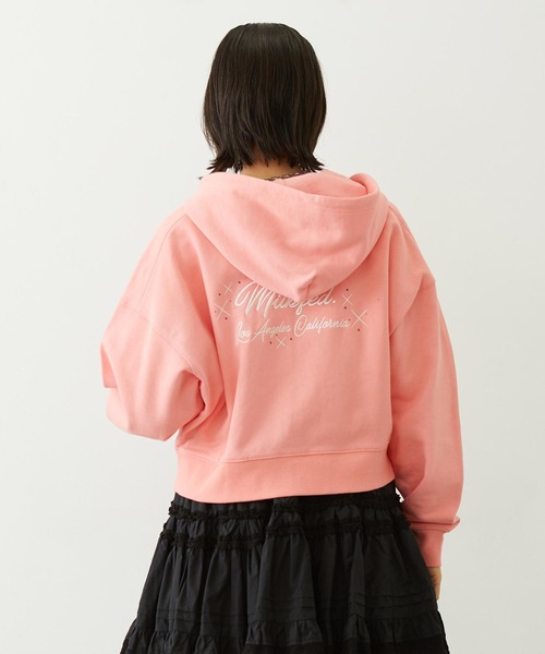 MILKFED.（ミルクフェド） パーカー RHINESTONE LOGO SHORT ZIP UP 