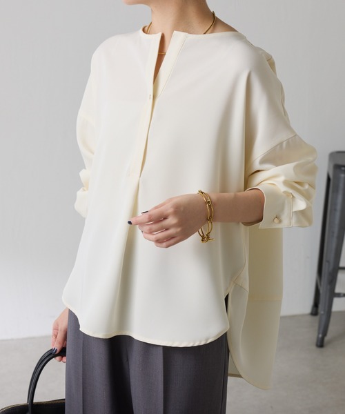 コラージュガリャルダガランテ ジョーゼットシアーブラウス ネイビー