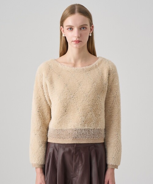 ANAYI（アナイ） ニット セーター フェザージャガードビジュー プル