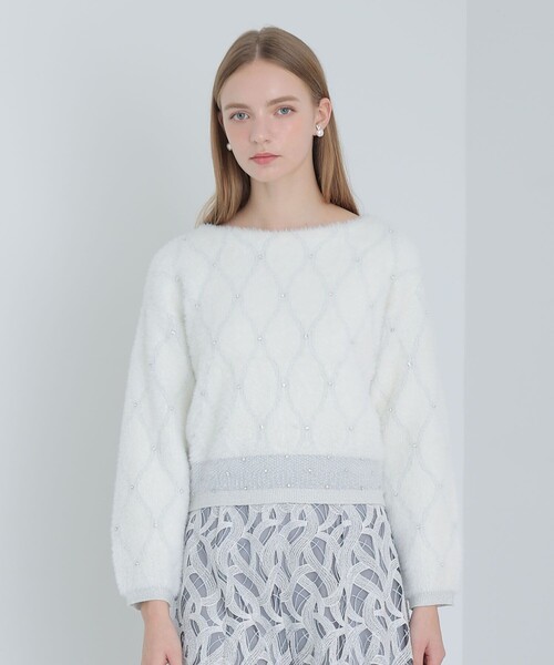 (取寄) ペイジ レディース ナミラ セーター Paige women Namira Sweater Ivory ANAYI（アナイ） ニット セーター フェザージャガードビジュー プル