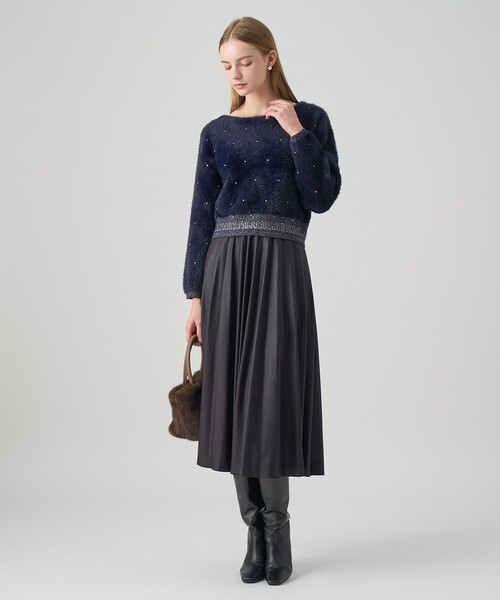 ANAYI（アナイ） ニット セーター フェザージャガードビジュー プル