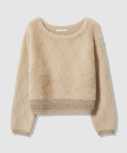 ANAYI（アナイ） ニット セーター フェザージャガードビジュー プル