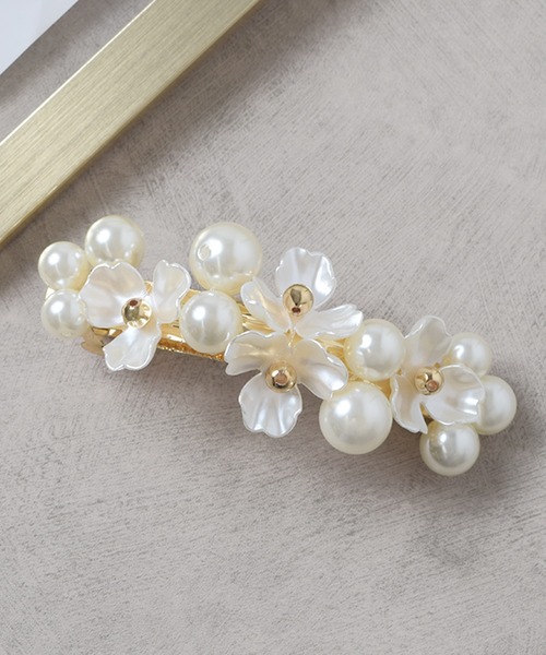 Flowering（フラワーリング） ヘアクリップ 卒業式 パール風×ガラス