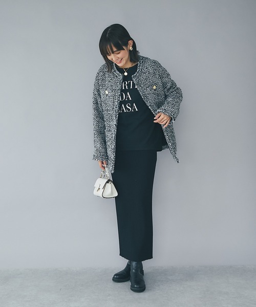 リヴドロワ　　ツイードジャケット　オーバージャケット 着映え間違いなし！】ツイードオーバージャケット | RIVE DROITE