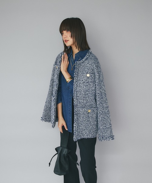 RIVE DROITE（リヴドロワ） ツイードジャケット FREE ネイビー