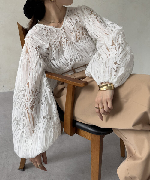 「Thevon」 長袖ブラウス FREE オフホワイト レディース_画像2