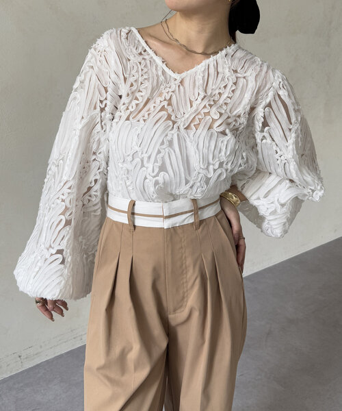 「Thevon」 長袖ブラウス FREE オフホワイト レディース_画像3