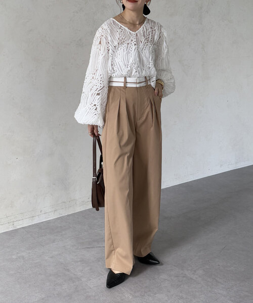 「Thevon」 長袖ブラウス FREE オフホワイト レディース_画像8