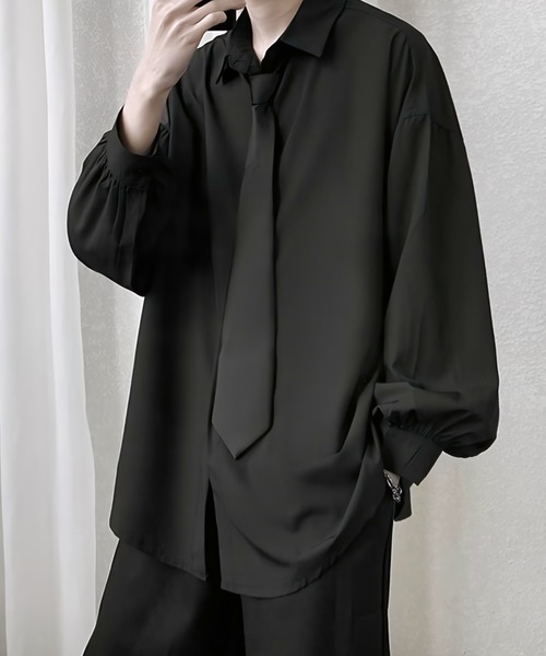 WYZ シャツ ネクタイ付きオーバーサイズシャツ/ユニセックス メンズ