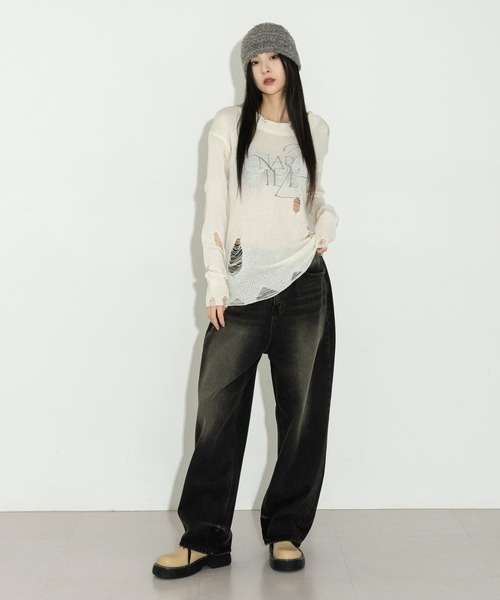 「FOLLOWIN」 デニムパンツ MEDIUM ピンク レディース_画像6