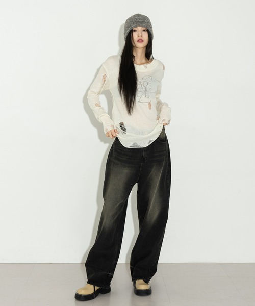 「FOLLOWIN」 デニムパンツ MEDIUM ピンク レディース_画像8