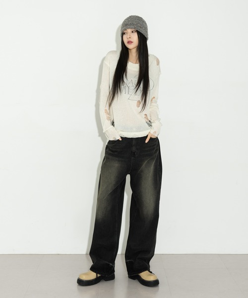 「FOLLOWIN」 デニムパンツ MEDIUM ピンク レディース_画像9