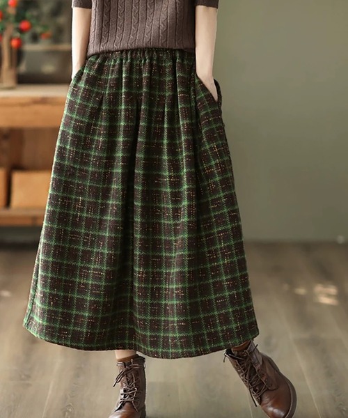 スカート プリーツ風チェック柄フレアスカート : ZOZOTOWN Yahoo!店