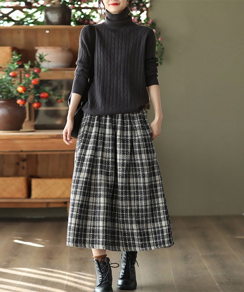 スカート プリーツ風チェック柄フレアスカート : ZOZOTOWN Yahoo!店