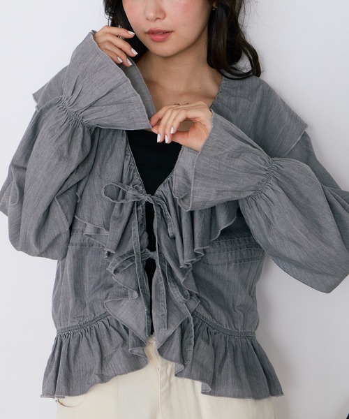 forksy.（フォルクシー） ブラウス シャツ 「forksy.」ラッフルフリル