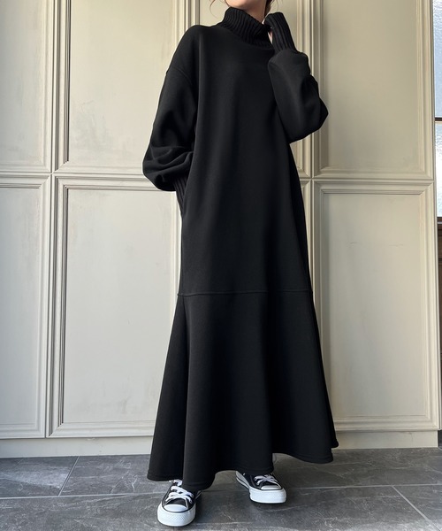 「junoah」 長袖ワンピース MEDIUM ブラウン レディース_画像2