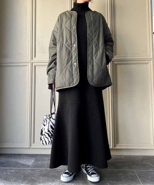 「junoah」 長袖ワンピース MEDIUM ブラウン レディース_画像3