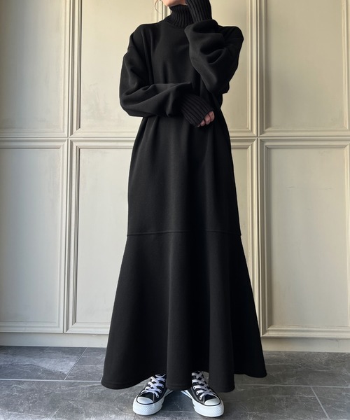 「junoah」 長袖ワンピース MEDIUM ブラウン レディース_画像6