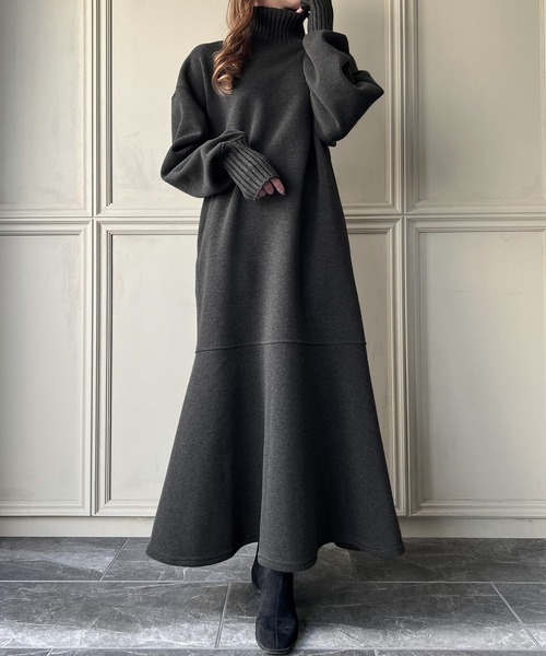 「junoah」 長袖ワンピース MEDIUM ブラウン レディース_画像9