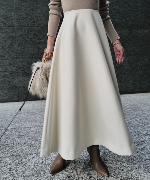 「anuans」 フレアスカート SMALL アイボリー レディース_画像2