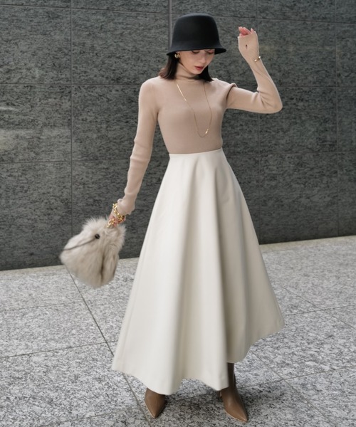 「anuans」 フレアスカート SMALL アイボリー レディース_画像3