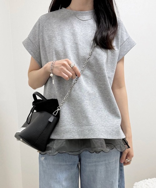 tシャツ ライトダンボールサイドスリットプルオーバー レディースの画像