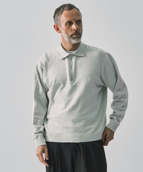 ATON（エイトン） シャツ 「ATON / エイトン」LINEN SHORT FUR ZIP UP