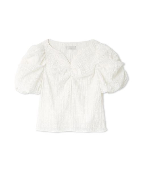 [超美品]CELFORD ホワイト パフスリーブ トップス 38 CELFORD（セルフォード） ブラウス シャツ 「洗える」シアーチェック