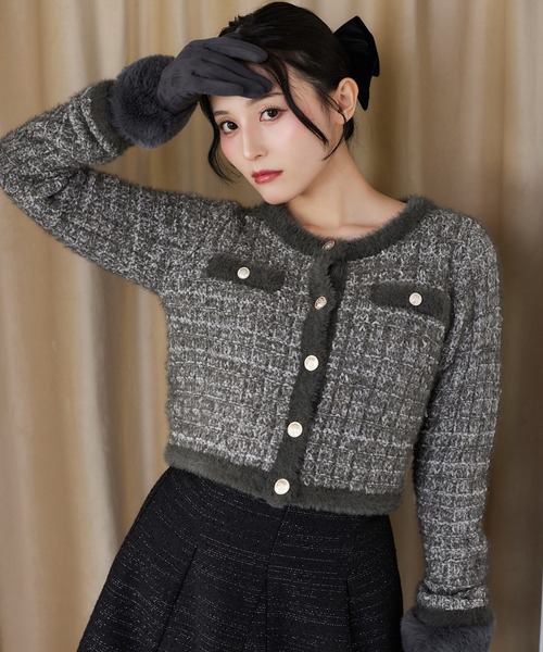 「one after another NICE CLAUP」 ニットカーディガン FREE グレー レディース_画像3