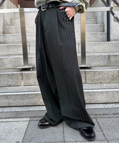 kutir（クティール） ワイドパンツ スラックス STUDDED STRIPED WIDE