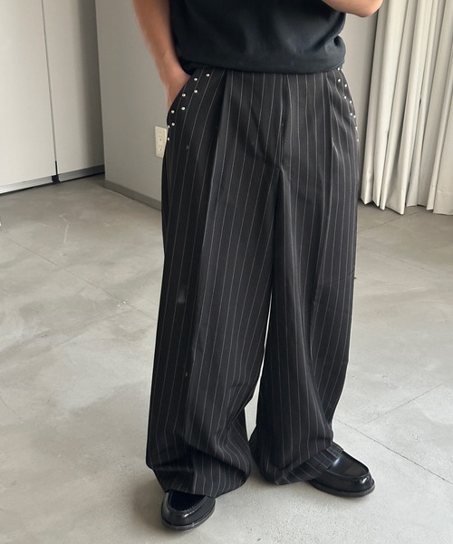 kutir（クティール） ワイドパンツ スラックス STUDDED STRIPED WIDE