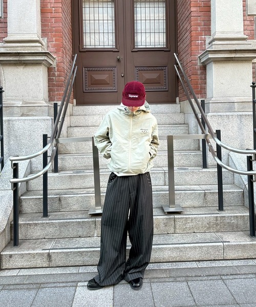 パンツ Studded layered slacks kutir（クティール） ワイドパンツ スラックス STUDDED STRIPED WIDE