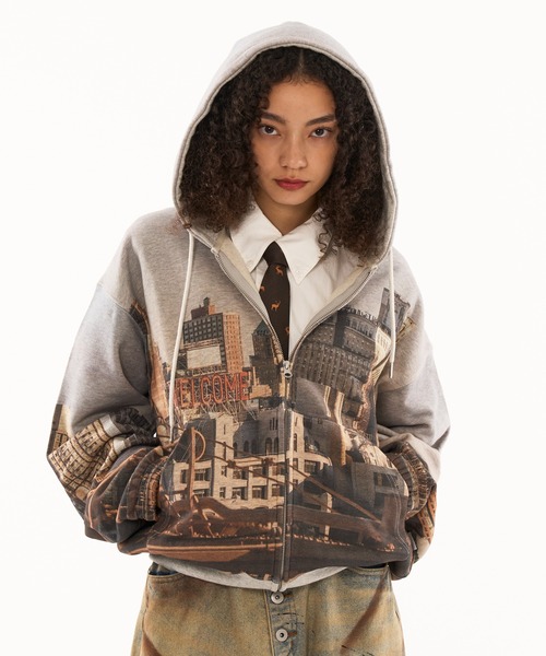 「WISH FOR EVER」 ジップアップパーカー LARGE ブルー系その他 メンズの画像