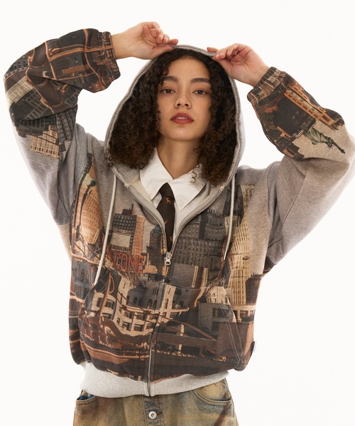 「WISH FOR EVER」 ジップアップパーカー LARGE ブルー系その他 メンズの画像