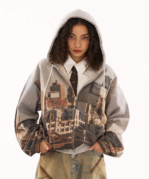 「WISH FOR EVER」 ジップアップパーカー LARGE ブルー系その他 メンズの画像
