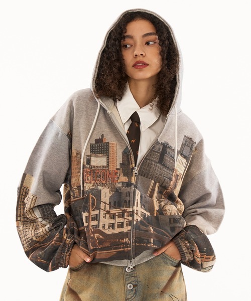 「WISH FOR EVER」 ジップアップパーカー LARGE ブルー系その他 メンズの画像