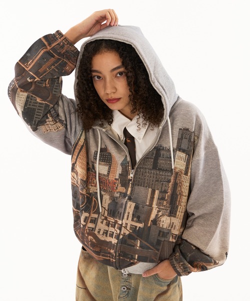 「WISH FOR EVER」 ジップアップパーカー LARGE ブルー系その他 メンズの画像