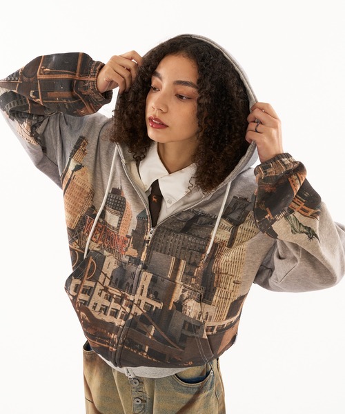 「WISH FOR EVER」 ジップアップパーカー LARGE ブルー系その他 メンズの画像
