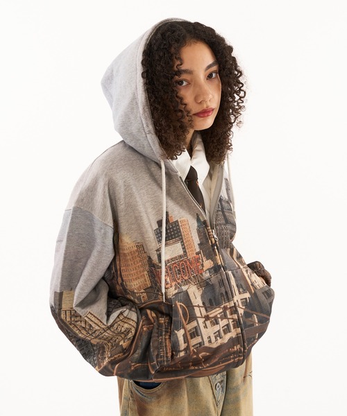 「WISH FOR EVER」 ジップアップパーカー LARGE ブルー系その他 メンズの画像