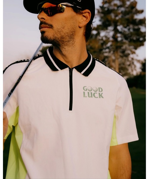 DEVEREUX GOLF ポロシャツ Lucky than Goodハーフジップリブポロ