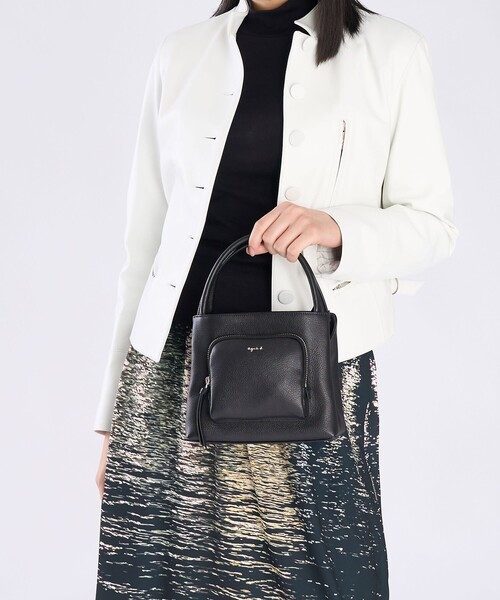 agnes b アニエスベー レザー ハンドバッグ ブラック シンプル 上品 agnes b.（アニエスベー） ハンドバッグ レザー2wayハンドバッグ