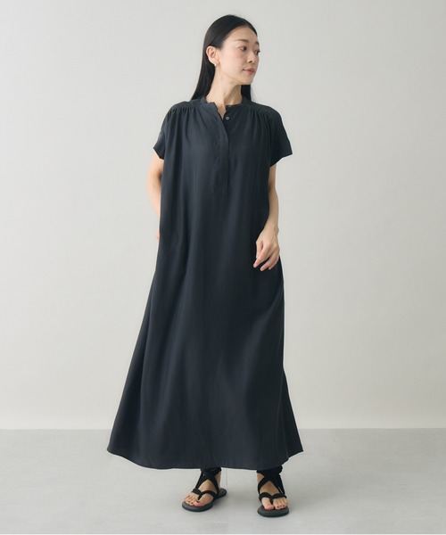 ワンピース 「kuros'オリジナル」フレンチスリーブAラインワンピース 日本製の画像