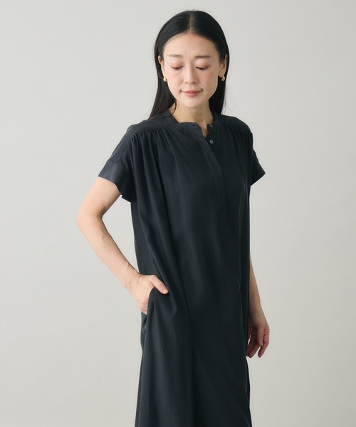 ワンピース 「kuros'オリジナル」フレンチスリーブAラインワンピース 日本製の画像