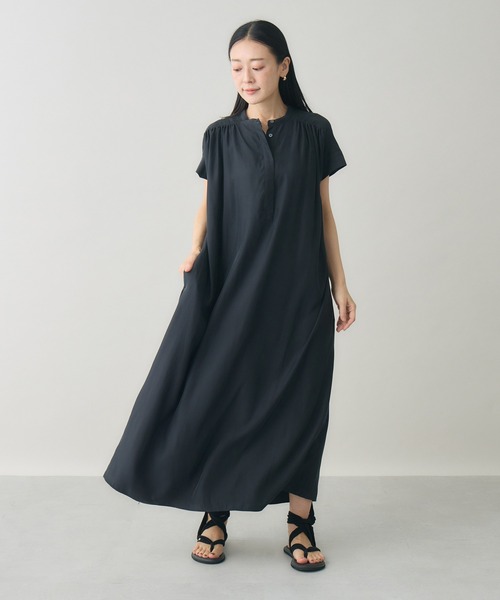 ワンピース 「kuros'オリジナル」フレンチスリーブAラインワンピース 日本製の画像