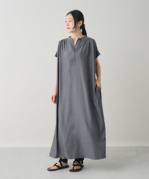 ワンピース 「kuros'オリジナル」フレンチスリーブAラインワンピース 日本製の画像