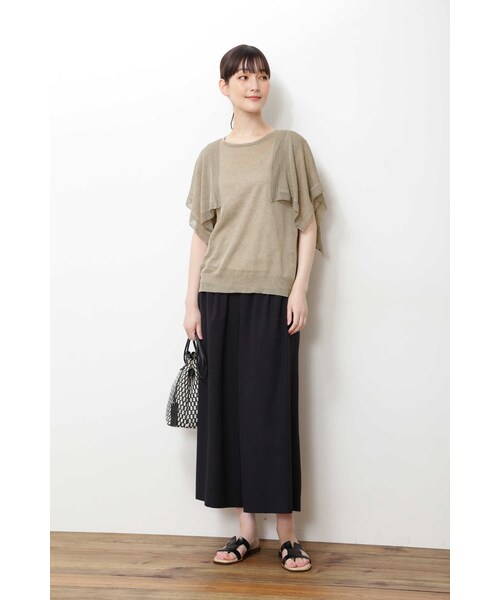 「human woman」 半袖ニット MEDIUM ベージュ系その他2 レディース_画像4