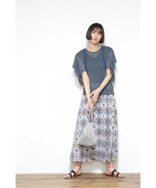 「human woman」 半袖ニット MEDIUM ベージュ系その他2 レディース_画像8